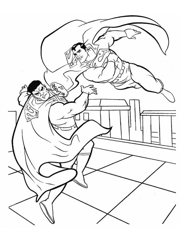 coloriage superman combat bizarro